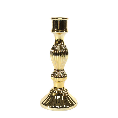 Amaya Candlestick- Electroplate Gold Glass H20cm