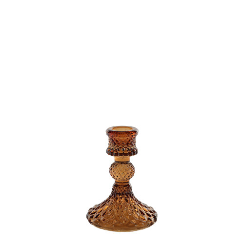 Flora Candlestick- Mocha Coloured Glass  H10cm