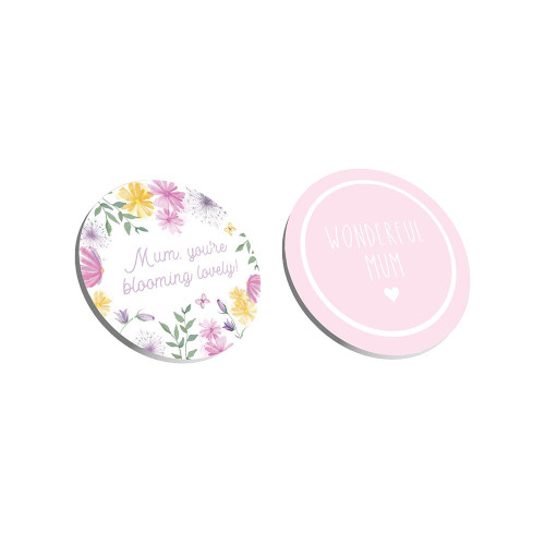 Mother's Day Wooden Coaster 10cm PDQ 2 Assort