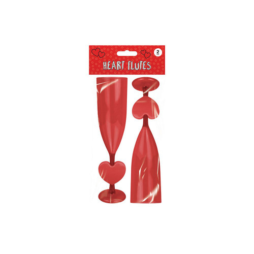 Valentine's Plastic Heart Flutes 2pk