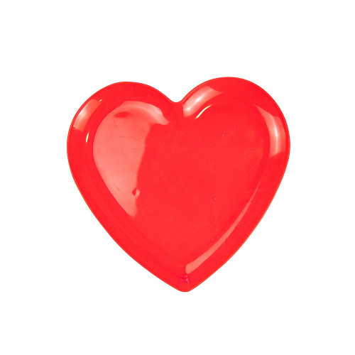 Red Plastic Heart Plate 26cm
