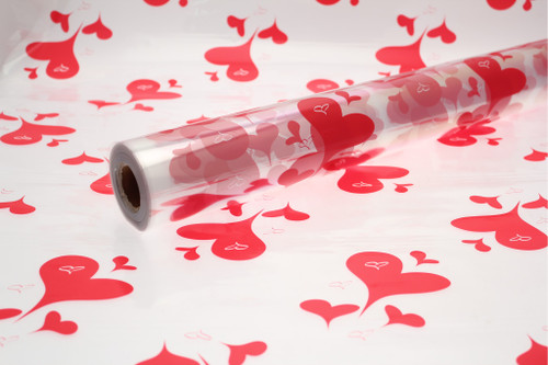 Cellophane Print Red Heart 80cm 100m