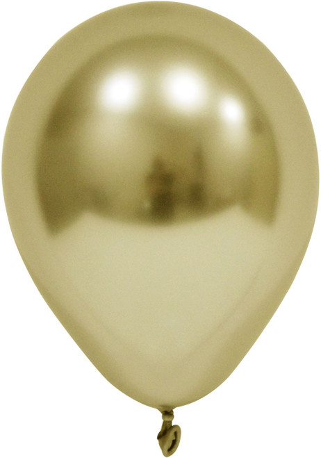 Gold Chrome Round Shape Latex Balloon - 6 inch - Pk 50