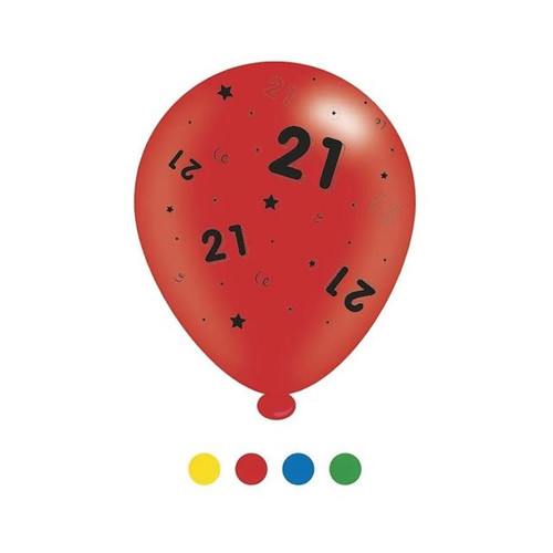 Age 21 Unisex Birthday Latex Balloons pk of 8 (1/48) from Country Baskets