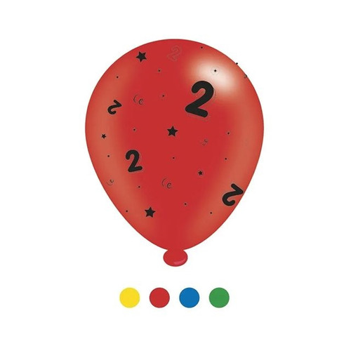 Age 2 Unisex Birthday Latex Balloons pk of 8 (1/48) from Country Baskets