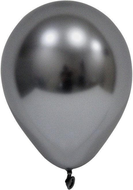 Space Grey Chrome Round Shape Latex Balloon - 6 inch - Pk 50