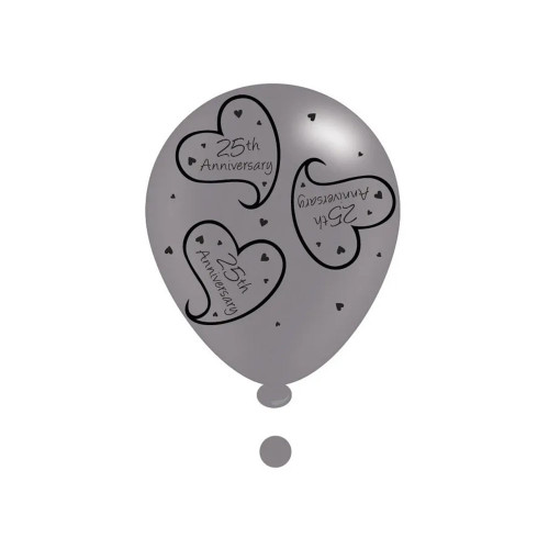 25th Anniversary Latex Balloons pk of 8 (1/48)