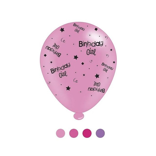 Birthday Girl Latex Balloons pk of 8 (1/48) from Country Baskets