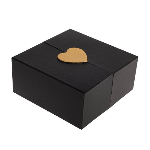 Flower Box Heart Opening 22cm Black and Gold