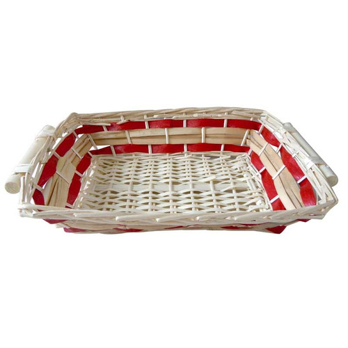 Rectangle Tray white with Red Detail