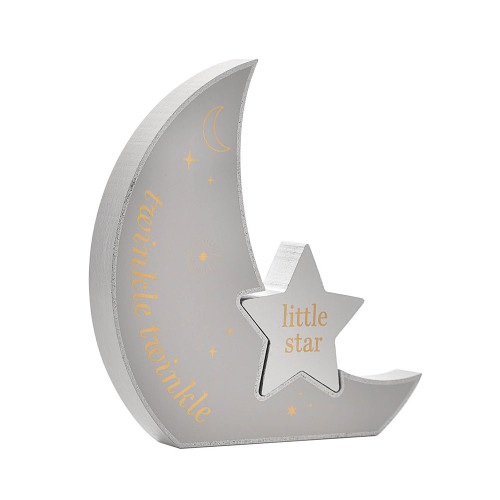 Bambino Wooden Moon Plaque "Twinkle Twinkle" 18cm