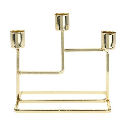 Iron 3 Candle Holder Gold