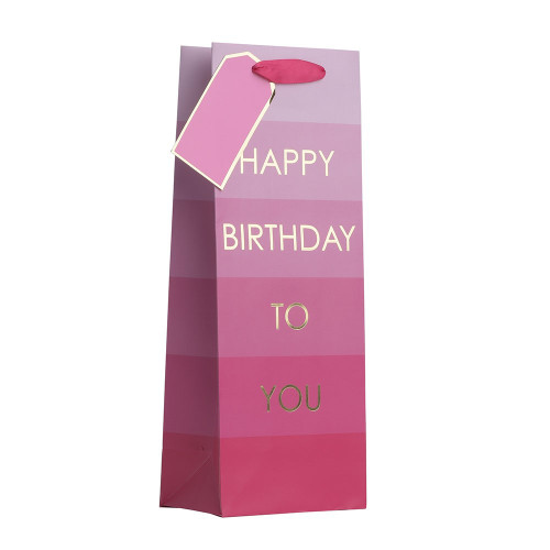 BIRTHDAY PINK BOTTLE BAG from Country Baskets