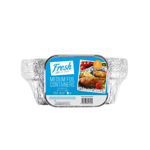 Medium Foil containers and lids - 8 Pack