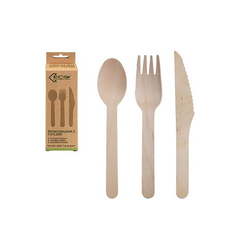 PACK OF 24 ECO CONNECTIONS     BIRCHWOOD CUTLERY IN COL BOX