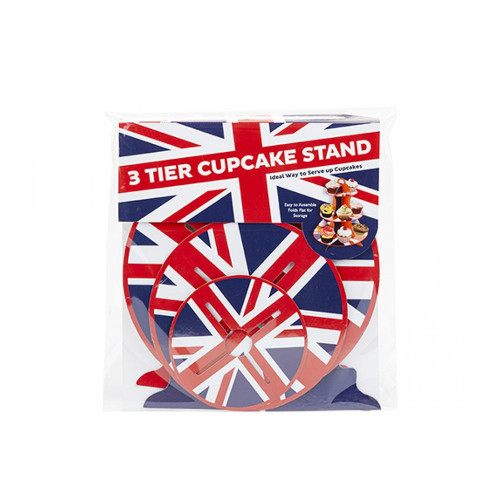 Union Jack 3 Tier Cup Cake Stand