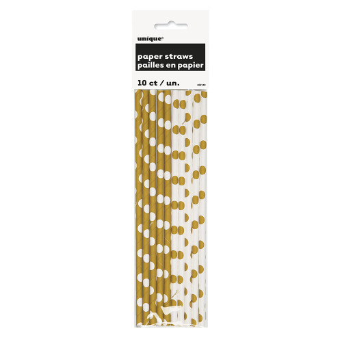 Straws Paper gold Dots X10