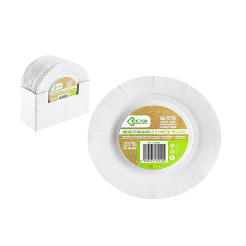 ECO CONNECTION 8PK 11" WHITE   PAPER PLATE SHRINK WRAP 24PDQ