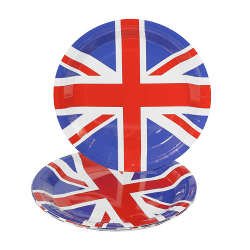 Union Jack  Paper Plates Round -9 Inch (x8)