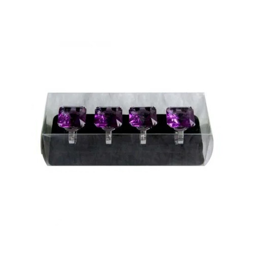 S/4 Sqr Purple Acrylic Diamond Napkin Ring (12/36)