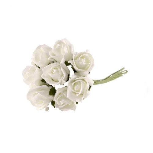 Foam Tea Rose Bud Bright White X 8