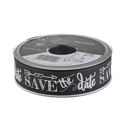 Save The Date Chalk Ribbon Black 25Mm