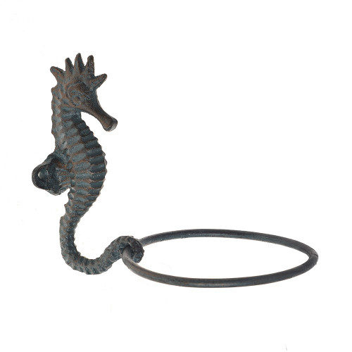 Cast Iron Wall Mounted Seahorse Towel Ring Antique Bronze