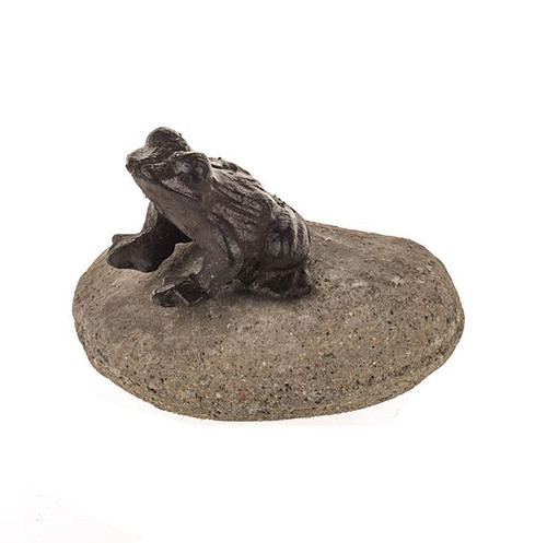 Cast Iron Frog On Stone Ornament