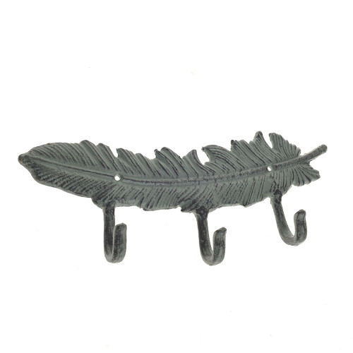 Cast Iron Wall Mounted Feather Hanger Antique Bronze Finish