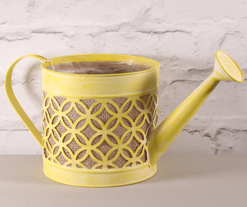 17CM Watering Can w/Hessian in Yellow (4/12)