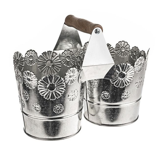 Zinc Double Bucket Flower Des