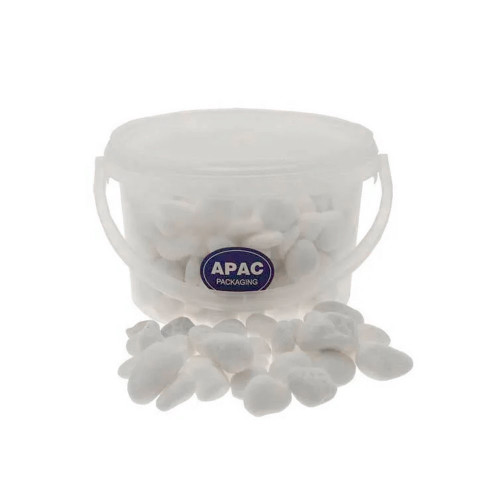 3.8kg Bucket of 20-40mm Tumbled Snow White Stones
