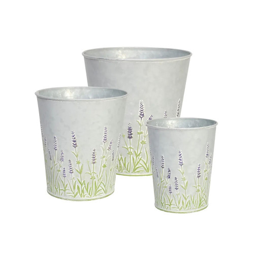 Set of 3 Zinc Pot with Lavender