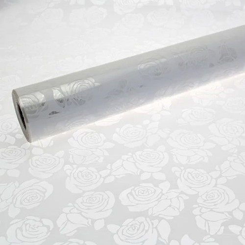 Cellophane Print Cut Out Roses White 50cm 100m