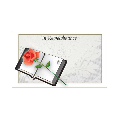 Card Rose/Bible In Remembrance Card (50)