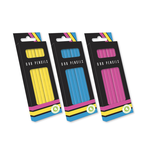 8 HB Pencils - 3 Colour Ways