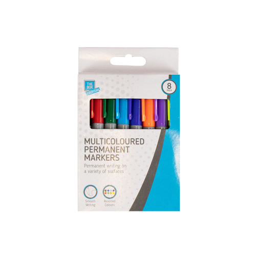 Multicoloured permanent markers - 8pk