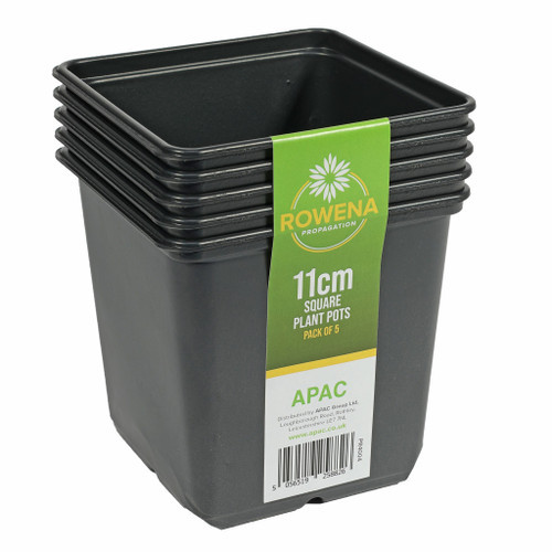 Pack of 5 11cm Square Black Pots