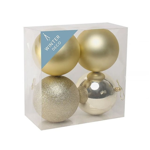 Champagne 12cm Shatterproof Baubles x 4