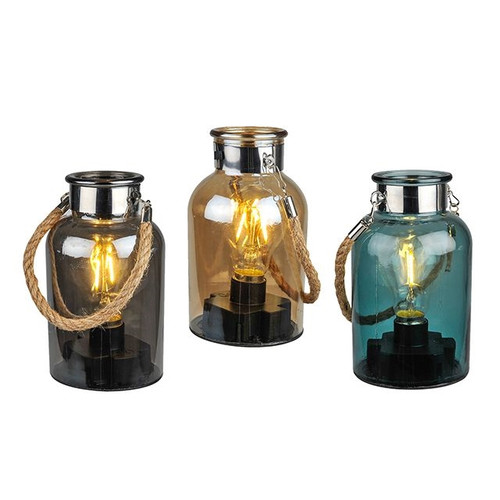 Light Up Jar With Rope Handle 3 Assorted