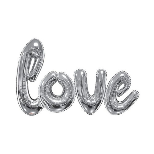 Balloon Giant Love Script Silver