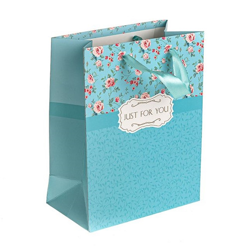 Gift Bag Floral Teal Just For You