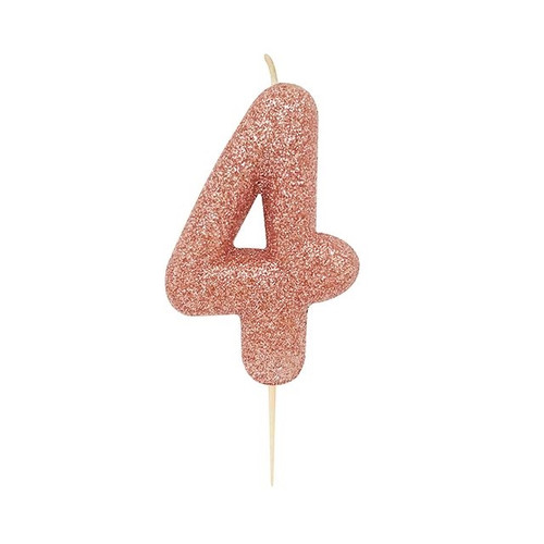 Candle Glitter Number 4 Rose Gol