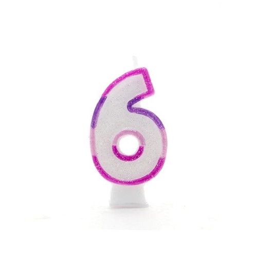 6 Pink Coloured Number Candle