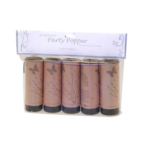 Gold Butterfly Party Poppers Pk5
