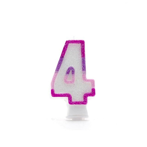 4 Pink Coloured Number Candle