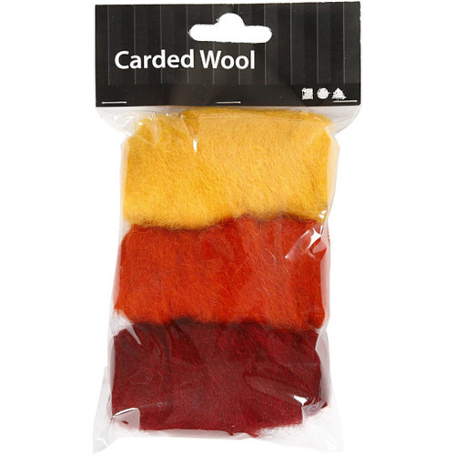 Carded Wool, yellow/terracotta harmony, 3x10 g/ 1 pack