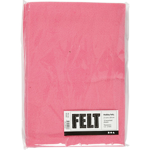 Craft Felt, pink, A4, 210x297 mm 10 sheet/ 1 pack