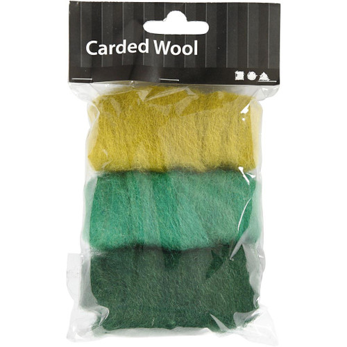 Carded Wool, green/turkis harmony, 3x10 g/ 1 pack