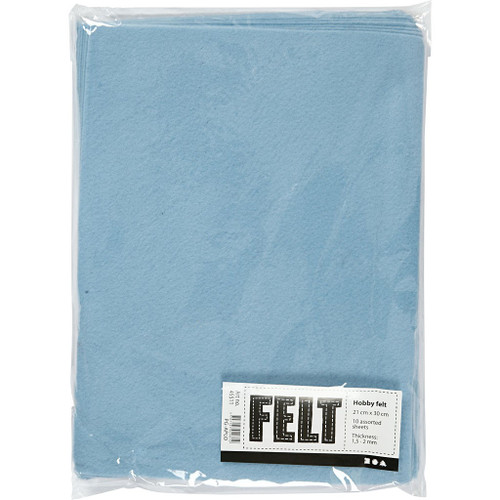 Craft Felt, light blue, A4, 210x297 mm 10 sheet/ 1 pack